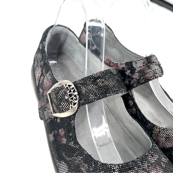 ALEGRIA Kourtney Womens Black Floral Mary Jane Shoes Leather Size 40 /9.5-10 - Picture 4 of 10